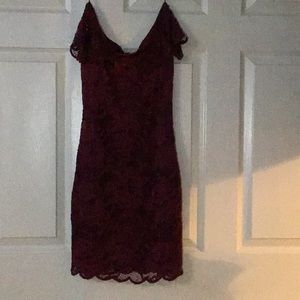 Maroon off shoulder dress